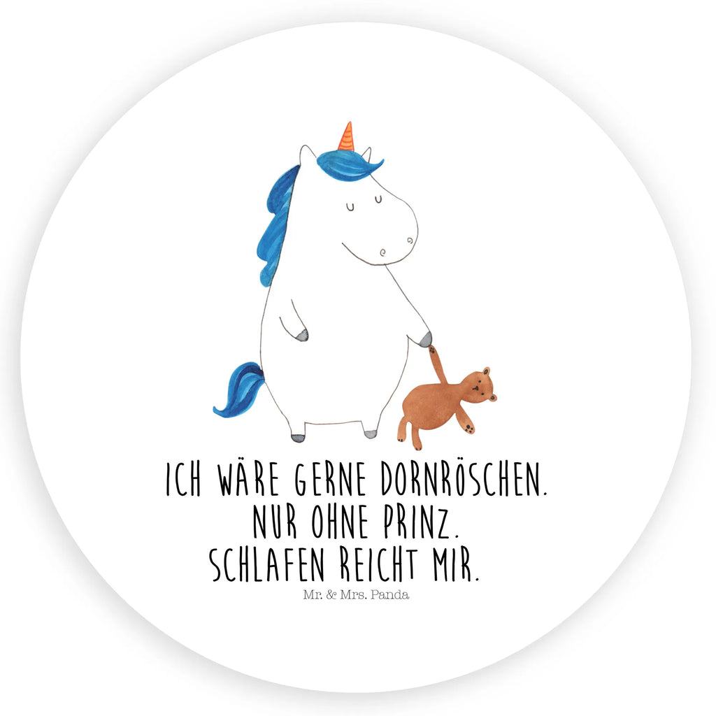 Rund Aufkleber Einhorn Teddy Sticker, Aufkleber, Etikett, Einhorn, Einhörner, Einhorn Deko, Pegasus, Unicorn, schlafen, gute Nacht, Single, Bett, Träumen, Freundin, Singleleben