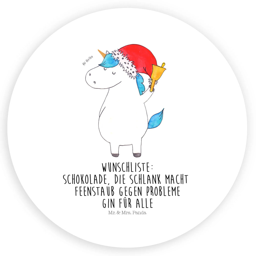 Rund Aufkleber Einhorn Weihnachtsmann Sticker, Aufkleber, Etikett, Einhorn, Einhörner, Einhorn Deko, Pegasus, Unicorn, Gin, Schokolade, Schoki, Weihnachten, Weihnachtsmann, Nikolaus, Wunschzettel, Wunschliste, Feenstaub