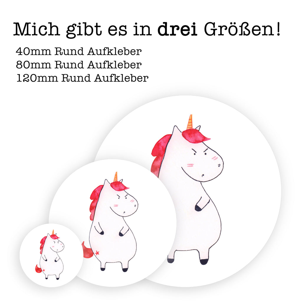 Rund Aufkleber Einhorn wütend Sticker, Aufkleber, Etikett, Einhorn, Einhörner, Einhorn Deko, Pegasus, Unicorn, Realität, Ansage, lustlos, nein, Büro, Arbeit, wütend, dumme Fragen, lustig, Spaß, Geschenk