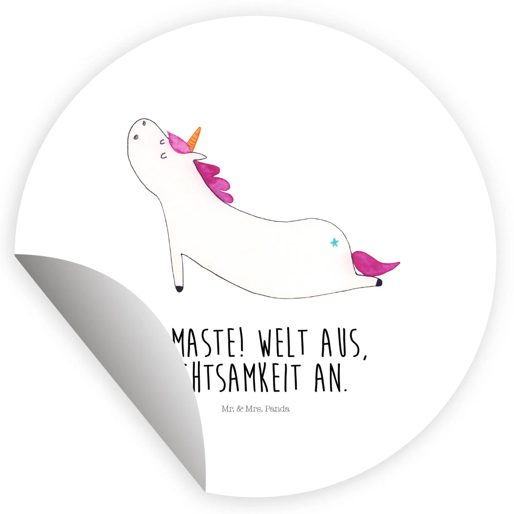 Rund Aufkleber Einhorn Yoga Sticker, Aufkleber, Etikett, Einhorn, Einhörner, Einhorn Deko, Unicorn, Yoga, Namaste, Achtsamkeit, Entspannung, Joga, Yogamatte, Sport, lustig, witzig, süß