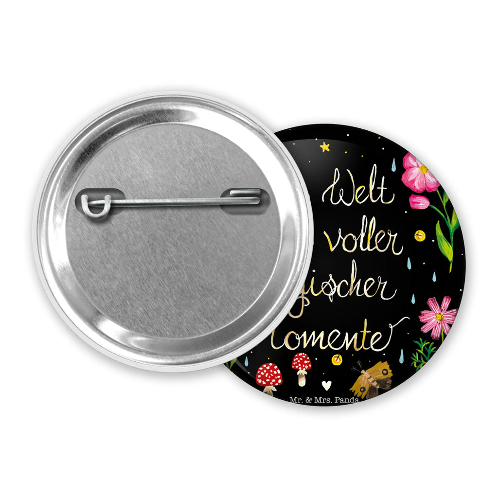 Button Magische Welt 50mm Button, Button, Pin, Anstecknadel, Blumen Deko, Frühlings Deko, Sommer Deko, Dekoration, positive Botschaft, Naturliebhaber, Outdoor, Natur, Abenteuer, Magische Momente, Spruch schön, Spruch positiv, Motivation, schwarz, magisch, Blumen, Nacht, Weisheit