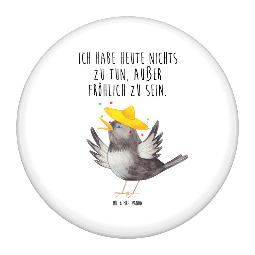 Button Rabe mit Sombrero 50mm Button, Button, Pin, Anstecknadel, Tiermotive, Gute Laune, lustige Sprüche, Tiere, Rabe, Vogel, Vögel, Spruch positiv, fröhlich sein, glücklich sein, Glück Spruch, froh, Elster, Motivation