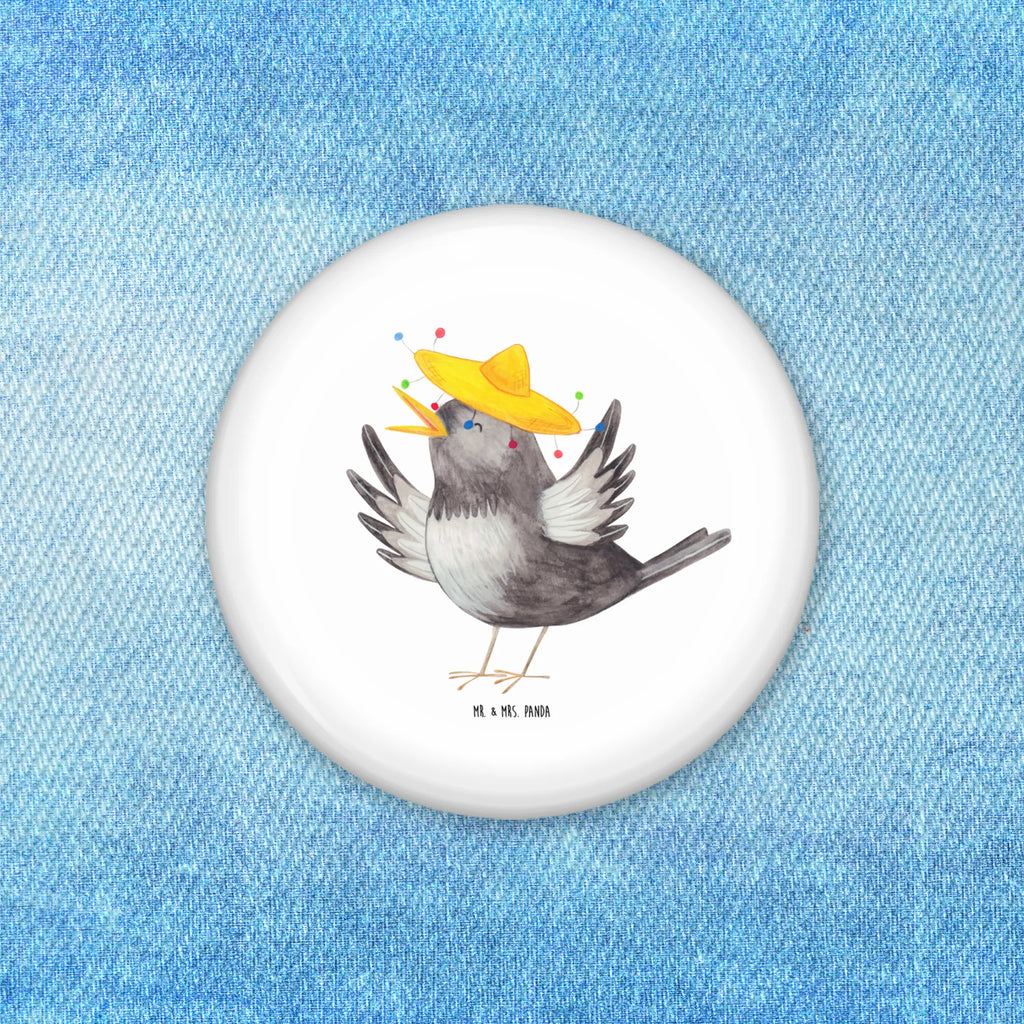 Button Rabe mit Sombrero 50mm Button, Button, Pin, Anstecknadel, Tiermotive, Gute Laune, lustige Sprüche, Tiere, Rabe, Vogel, Vögel, Spruch positiv, fröhlich sein, glücklich sein, Glück Spruch, froh, Elster, Motivation