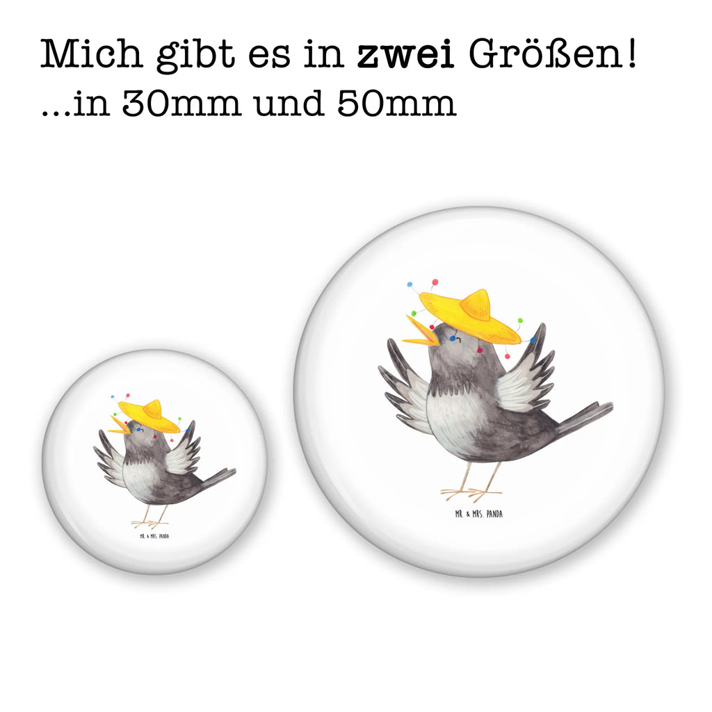 Button Rabe mit Sombrero 50mm Button, Button, Pin, Anstecknadel, Tiermotive, Gute Laune, lustige Sprüche, Tiere, Rabe, Vogel, Vögel, Spruch positiv, fröhlich sein, glücklich sein, Glück Spruch, froh, Elster, Motivation