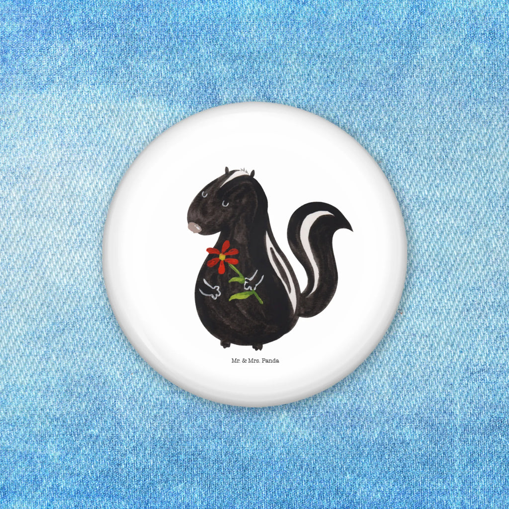 Button Stinktier Blume 50mm Button, Button, Pin, Anstecknadel, Stinktier, Skunk, Wildtier, Raubtier, Stinker, Stinki, Tagträumer, verträumt, Dreams, Träume