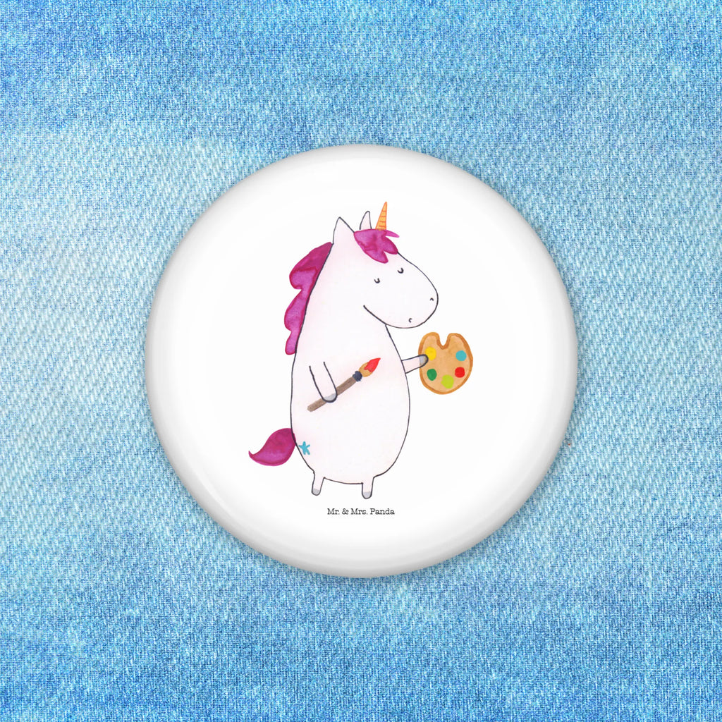 Button Einhorn Künstler 50mm Button, Button, Pin, Anstecknadel, Einhorn, Einhörner, Einhorn Deko, Pegasus, Unicorn, Englisch, Künstler, Artist, Malen, Zeichnen, Welt, Farbe, Stift, Pinsel, Geschenk, Maler