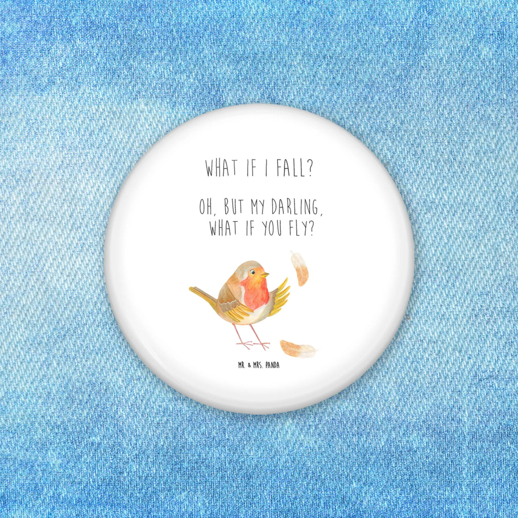 Button Rotkehlchen mit Federn 50mm Button, Button, Pin, Anstecknadel, Tiermotive, Gute Laune, lustige Sprüche, Tiere, What if i fall, Rotkehlchen, Spruch Motivation, Spruch Mut, Vogel, Motivation Sprüche, Motivationsbilder, fliegen