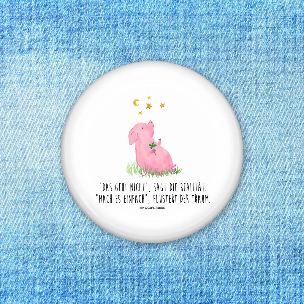 Button Glücksschwein 50mm Button, Button, Pin, Anstecknadel, Tiermotive, Gute Laune, lustige Sprüche, Tiere, Glücksschwein. Glück, Schwein, Schweinchen, Sterne, Sernchen, Ziele, Träume, Motivation, Glücksbringer