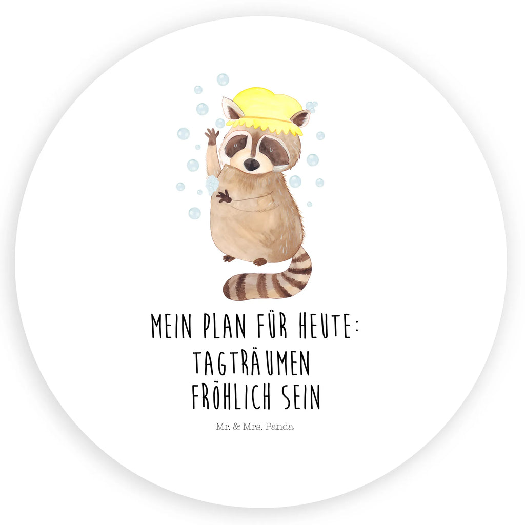 Rund Aufkleber Waschbär Sticker, Aufkleber, Etikett, Tiermotive, Gute Laune, lustige Sprüche, Tiere, Waschbär, Tagträumen, Plan, Fröhlich, waschen, Seifenblasen