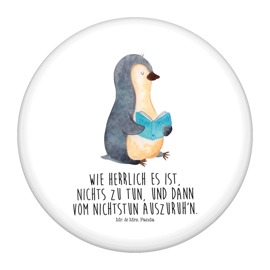 Button Pinguin Buch 50mm Button, Button, Pin, Anstecknadel, Pinguin, Pinguine, Buch, Lesen, Bücherwurm, Nichtstun, Faulenzen, Ferien, Urlaub, Freizeit