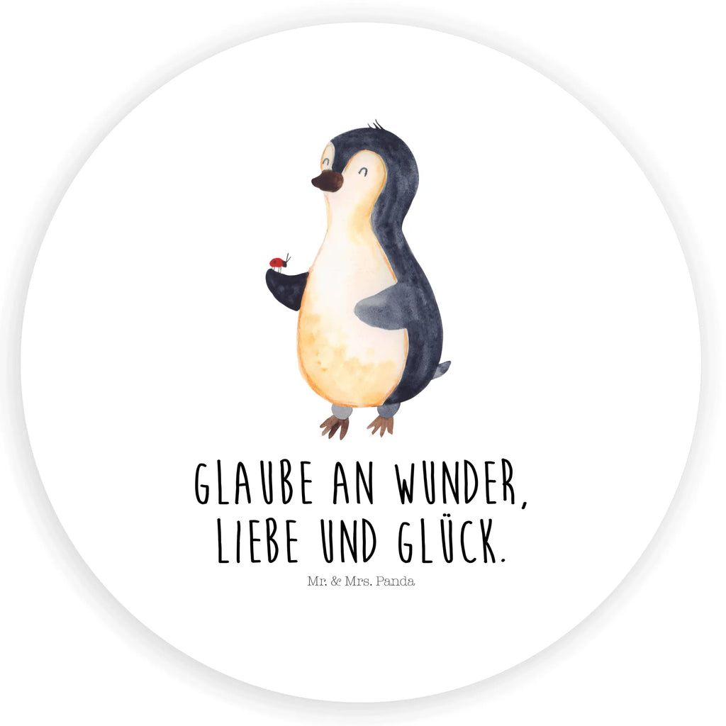 Rund Aufkleber Pinguin Marienkäfer Sticker, Aufkleber, Etikett, Pinguin, Pinguine, Marienkäfer, Liebe, Wunder, Glück, Freude, Lebensfreude