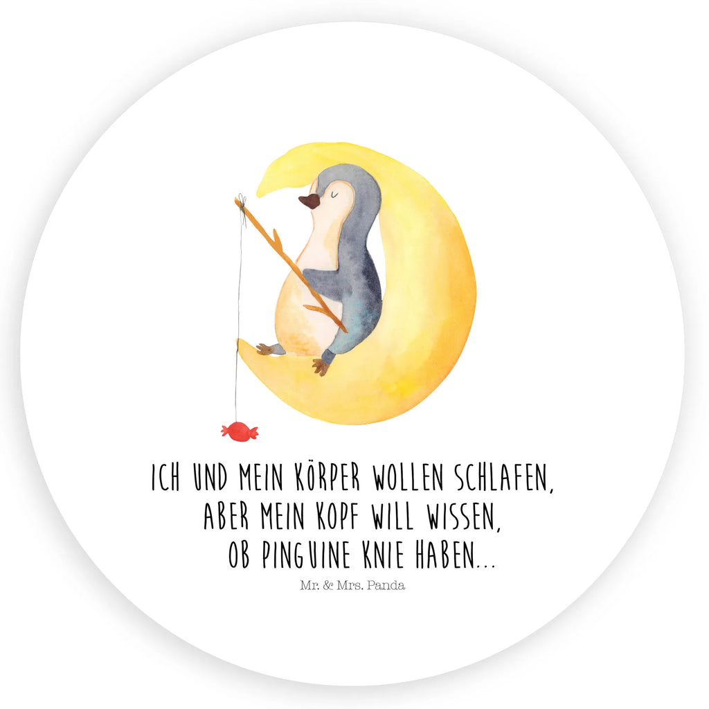 Rund Aufkleber Pinguin Mond Sticker, Aufkleber, Etikett, Pinguin, Pinguine, Spruch, schlafen, Nachtruhe, Einschlafen, Schlafzimmer, Schlafstörungen, Gästezimmer