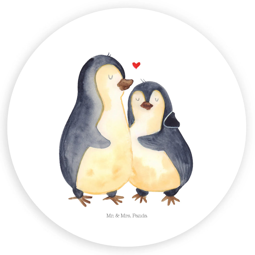 Rund Aufkleber Pinguin umarmend Sticker, Aufkleber, Etikett, Pinguin, Liebe, Liebespaar, Liebesbeweis, Liebesgeschenk, Verlobung, Jahrestag, Hochzeitstag, Hochzeit, Hochzeitsgeschenk