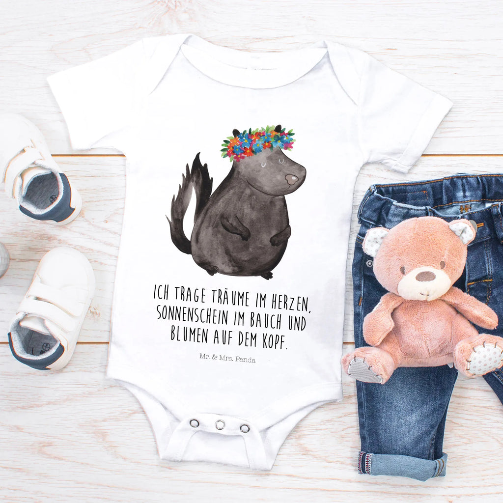 Organic Baby Body Stinktier Mädchen Babykleidung, Babystrampler, Strampler, Wickelbody, Baby Erstausstattung, Junge, Mädchen, Stinktier, Skunk, Wildtier, Raubtier, Stinker, Stinki, Yoga, Namaste