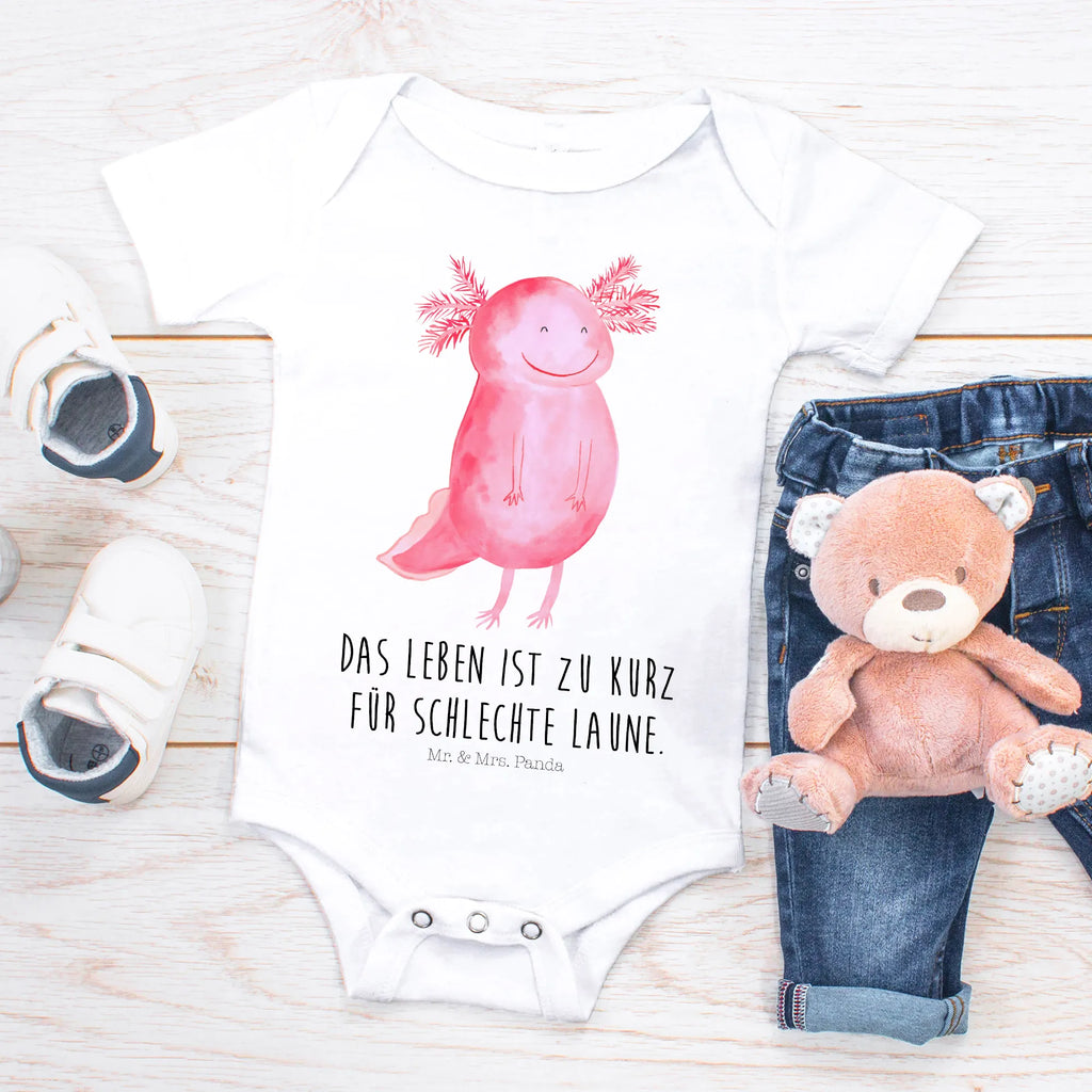 Organic Baby Body Axolotl Glücklich Babykleidung, Babystrampler, Strampler, Wickelbody, Baby Erstausstattung, Junge, Mädchen, Axolotl, Molch, Axolot, Schwanzlurch, Lurch, Lurche, Motivation, gute Laune