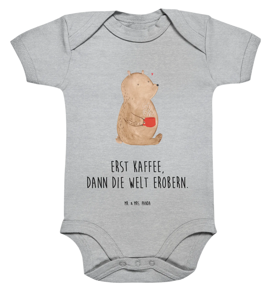 Organic Baby Body Bär Kaffee Babykleidung, Babystrampler, Strampler, Wickelbody, Baby Erstausstattung, Junge, Mädchen, Bär, Teddy, Teddybär, Kaffee, Coffee, Bären, guten Morgen, Morgenroutine, Welt erobern, Welt retten, Motivation