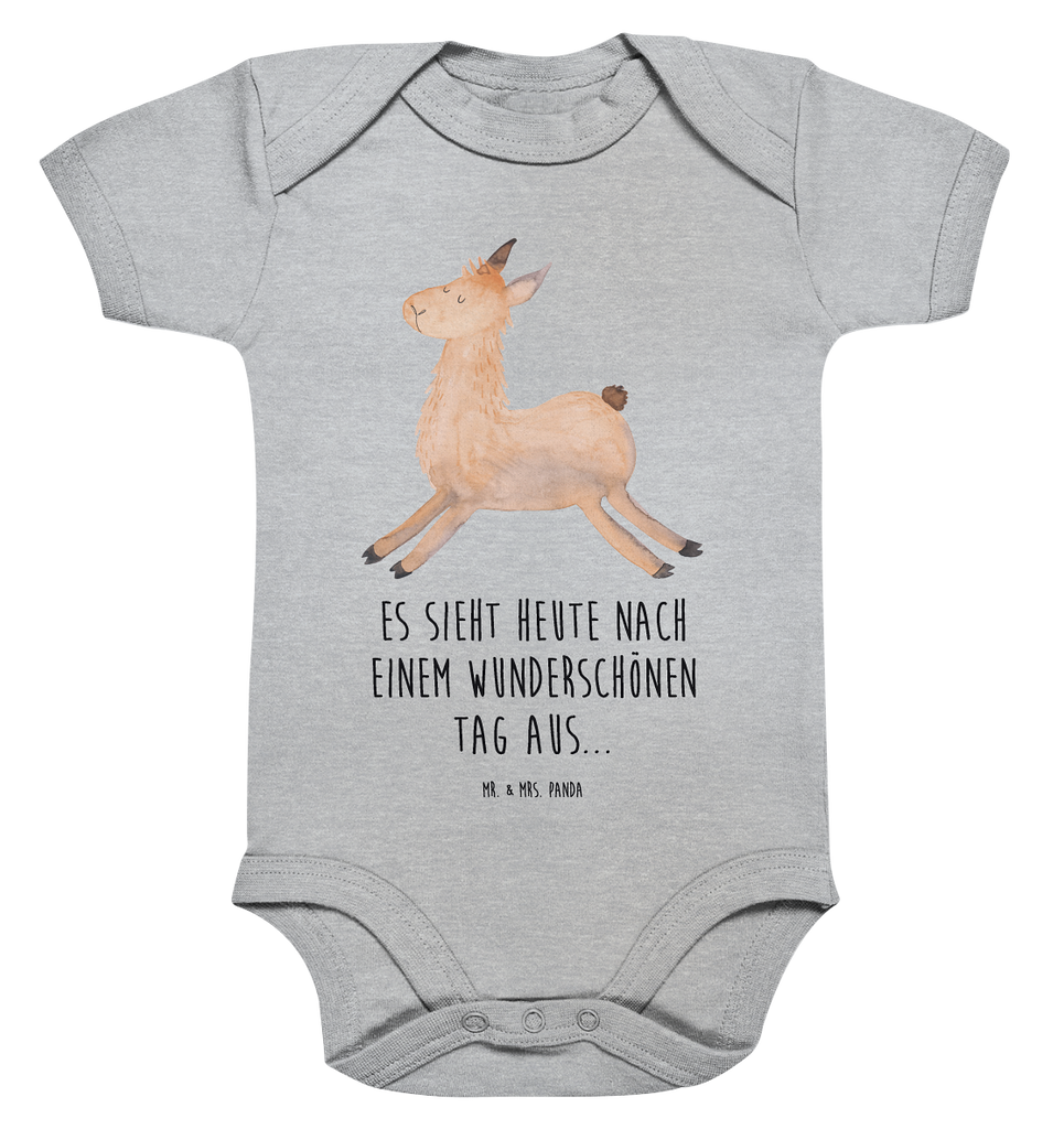 Organic Baby Body Lama Springen Babykleidung, Babystrampler, Strampler, Wickelbody, Baby Erstausstattung, Junge, Mädchen, Lama, Alpaka, Lamas, Lieblingstag, Happy day, fröhlich, Glück, Freundin, Liebeskummer, Neustart, guten Morgen, Start, Prüfung, Abitur