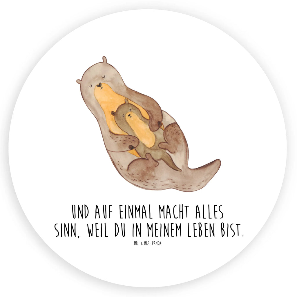 Rund Aufkleber Otter mit Kind Sticker, Aufkleber, Etikett, Otter, Fischotter, Seeotter, Otter Seeotter See Otter