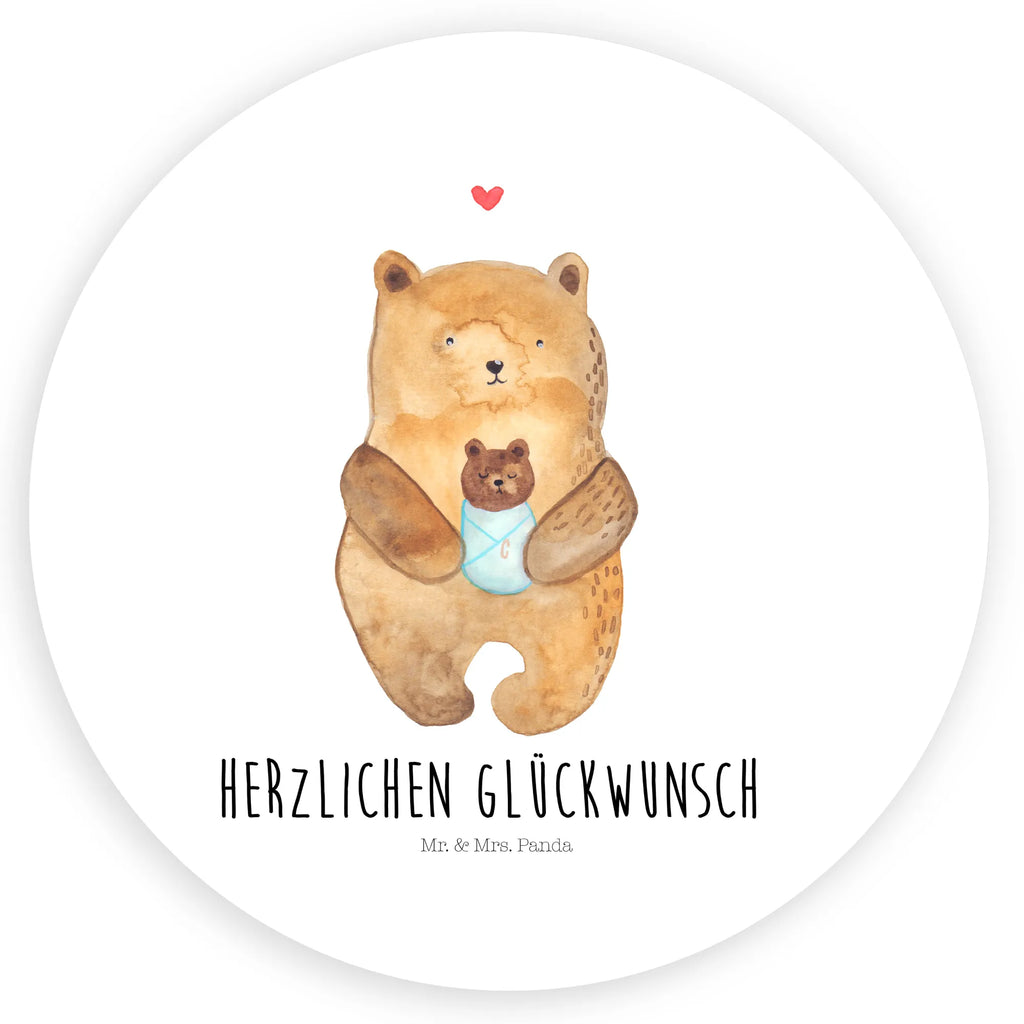 Rund Aufkleber Bär mit Baby Sticker, Aufkleber, Etikett, Bär, Teddy, Teddybär, Eltern, Mutter, Baby, Taufe, Geburt, Nichte, Neffe, Enkel, Enkelin, Täufling, Geburtstag, Glückwunsch