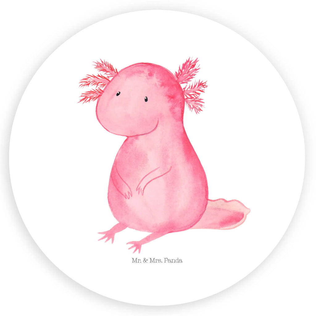 Rund Aufkleber Axolotl Sticker, Aufkleber, Etikett, Axolotl, Molch, Axolot, vergnügt, fröhlich, zufrieden, Lebensstil, Weisheit, Lebensweisheit, Liebe, Freundin