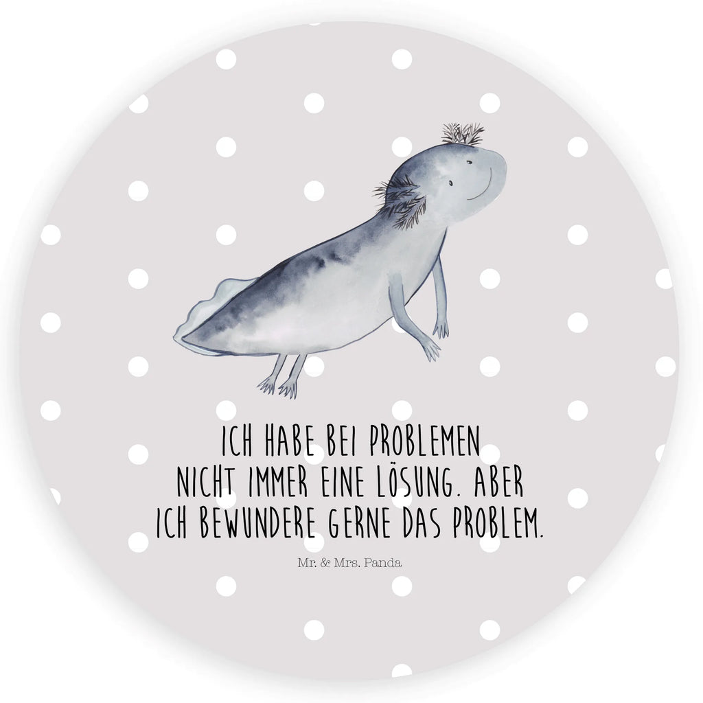 Rund Aufkleber Axolotl schwimmt Sticker, Aufkleber, Etikett, Axolotl, Molch, Axolot, Schwanzlurch, Lurch, Lurche, Problem, Probleme, Lösungen, Motivation