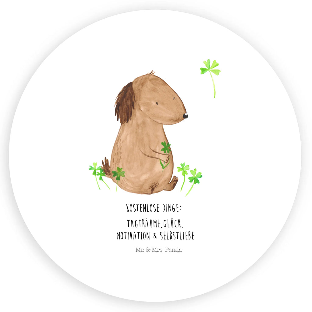 Rund Aufkleber Hund Kleeblatt Sticker, Aufkleber, Etikett, Hund, Hundemotiv, Haustier, Hunderasse, Tierliebhaber, Hundebesitzer, Sprüche, Kleeblatt, Glück, Tagträume, Motivation, Neuanfang, Geschenk, Glücksbringer, Selbstliebe, Achtsamkeit