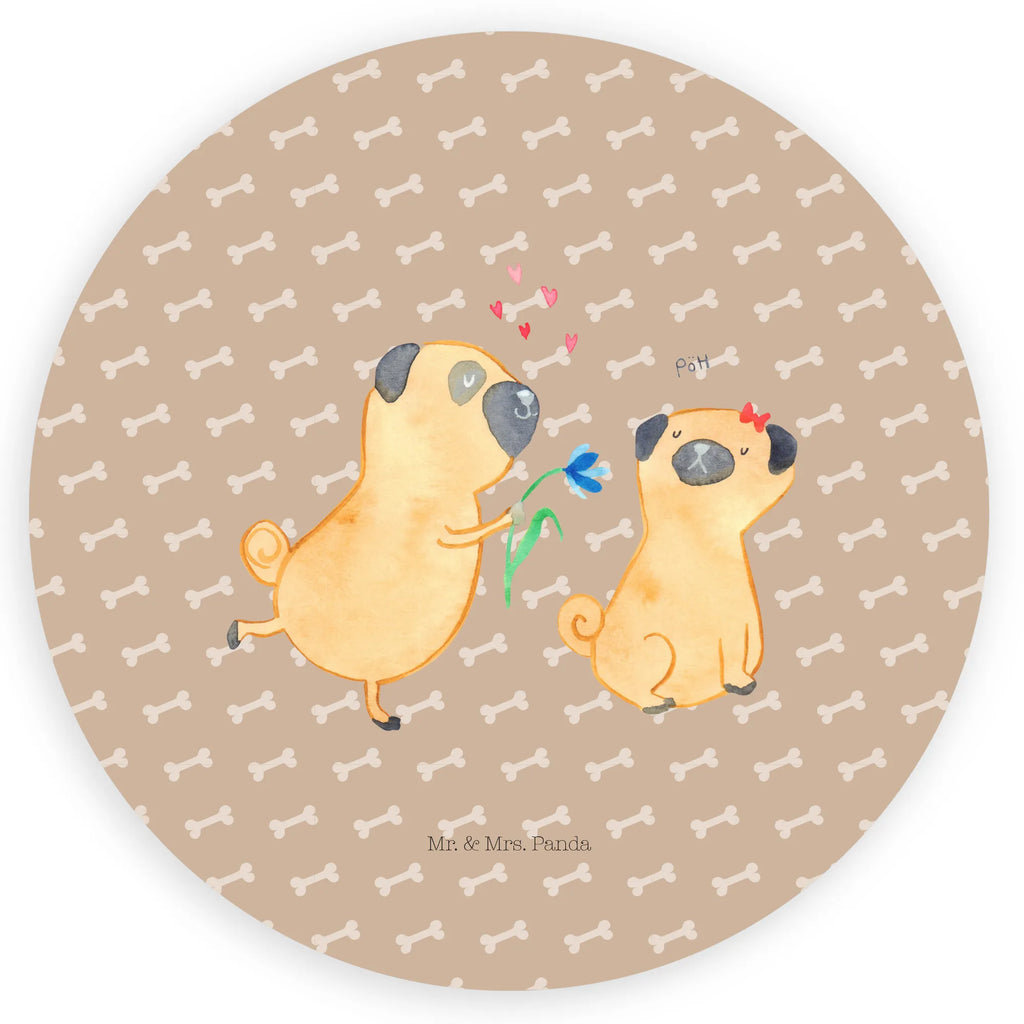 Rund Aufkleber Mops verliebt Sticker, Aufkleber, Etikett, Hund, Hundemotiv, Haustier, Hunderasse, Tierliebhaber, Hundebesitzer, Sprüche, Mops, Möpse, Hundeliebe, verliebt, Liebe, Liebesspruch. Verlobt, Geschenk Freund, Partner