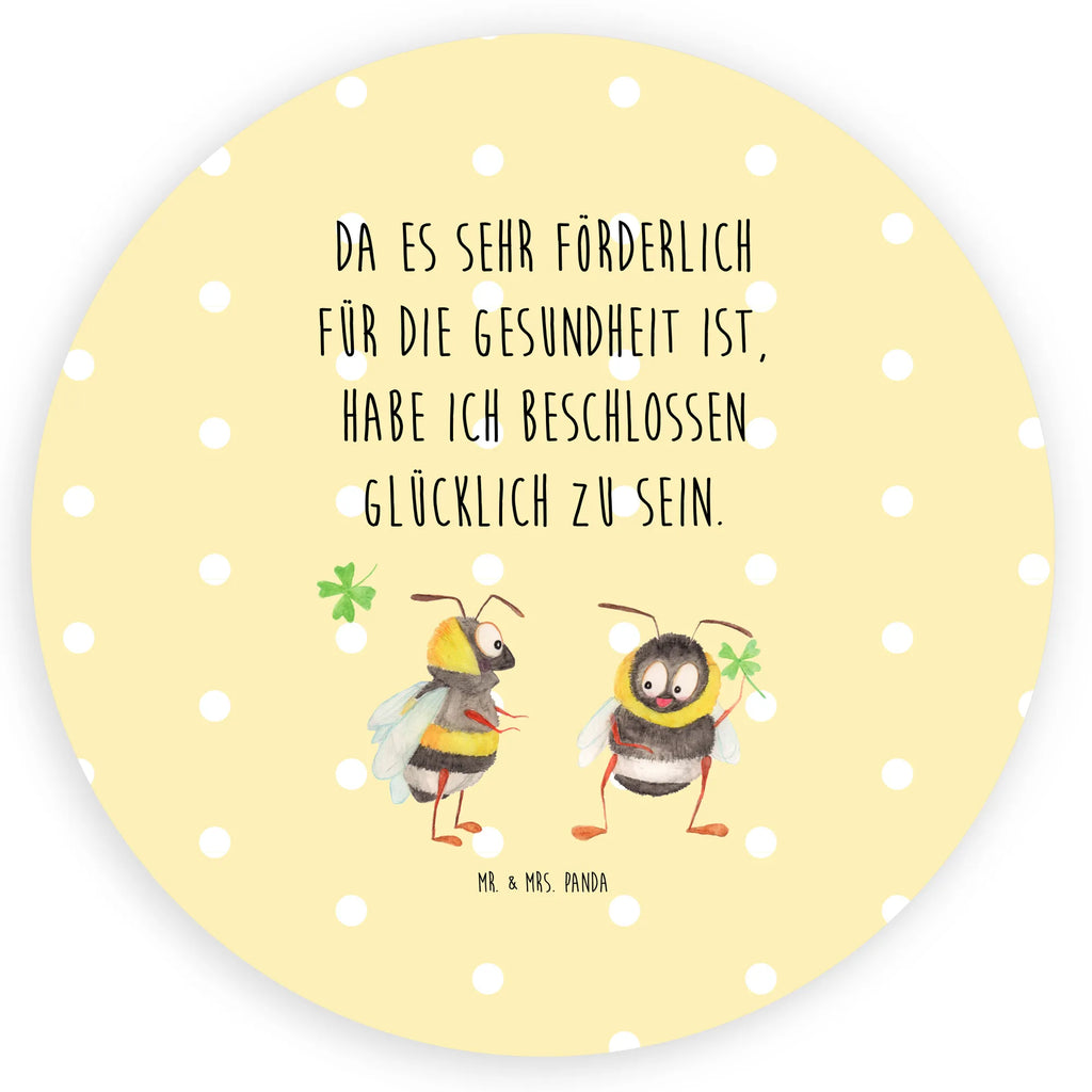 Rund Aufkleber Hummeln mit Kleeblatt Sticker, Aufkleber, Etikett, Tiermotive, Gute Laune, lustige Sprüche, Tiere, Hummel, Biene, Spruch positiv, Biene Deko, Spruch schön, glücklich sein, glücklich werden, Spruch fröhlich