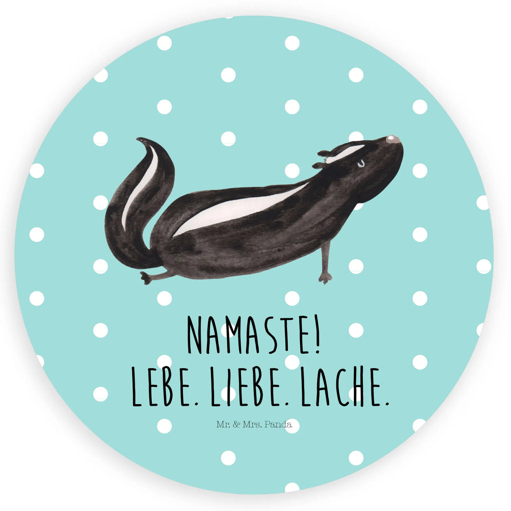 Rund Aufkleber Stinktier Yoga Sticker, Aufkleber, Etikett, Stinktier, Skunk, Wildtier, Raubtier, Stinker, Stinki, Yoga, Namaste, Lebe, Liebe, Lache