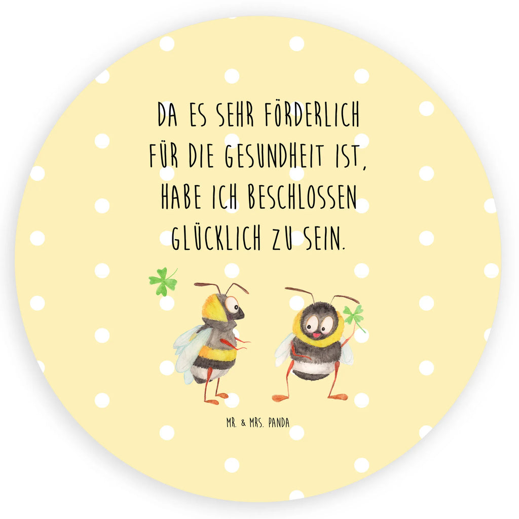 Rund Aufkleber Hummeln mit Kleeblatt Sticker, Aufkleber, Etikett, Tiermotive, Gute Laune, lustige Sprüche, Tiere, Hummel, Biene, Spruch positiv, Biene Deko, Spruch schön, glücklich sein, glücklich werden, Spruch fröhlich