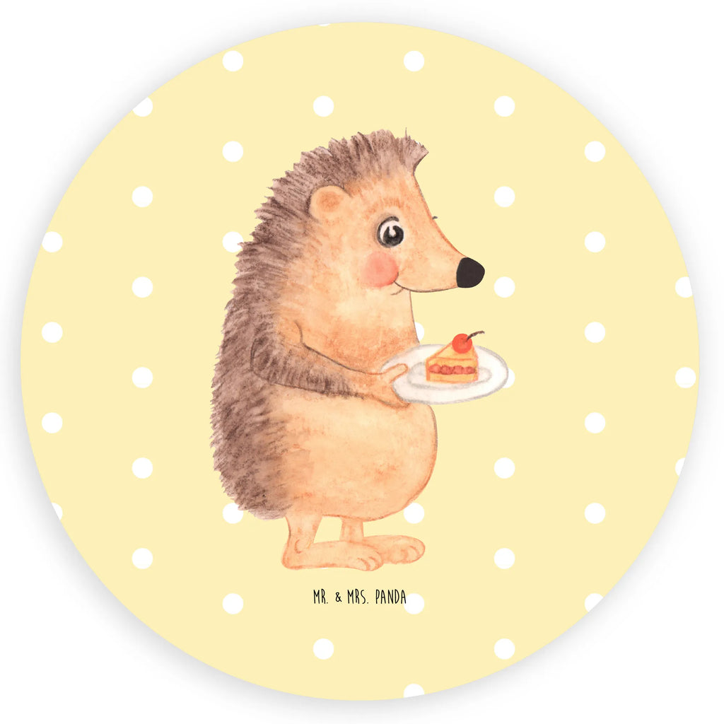 Rund Aufkleber Igel mit Kuchenstück Sticker, Aufkleber, Etikett, Tiermotive, Gute Laune, lustige Sprüche, Tiere, Igel, Essen Spruch, Kuchen, Backen Geschenk, Kuchen backen, Einladung Party, Geburtstagskuchen, Torte