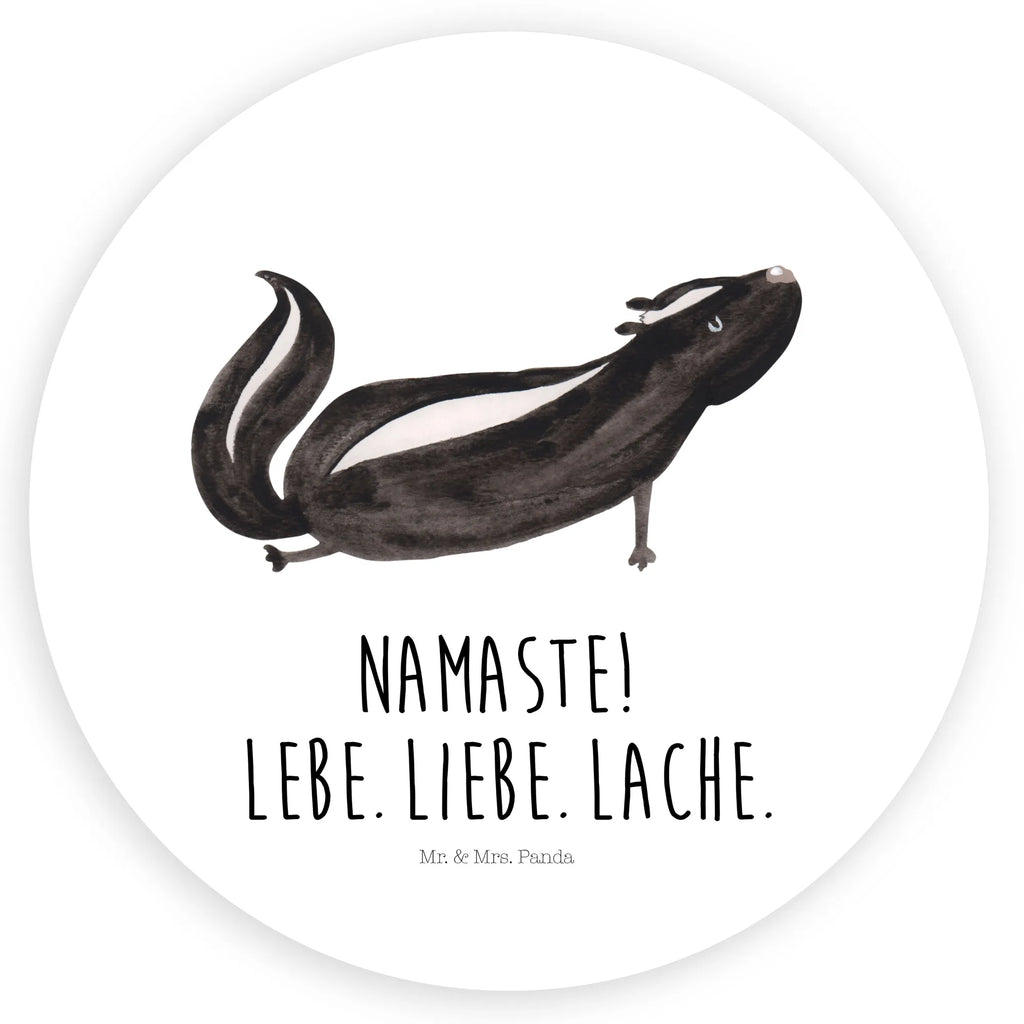 Rund Aufkleber Stinktier Yoga Sticker, Aufkleber, Etikett, Stinktier, Skunk, Wildtier, Raubtier, Stinker, Stinki, Yoga, Namaste, Lebe, Liebe, Lache