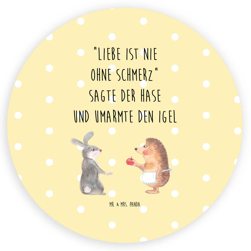 Rund Aufkleber Liebe ist nie ohne Schmerz Sticker, Aufkleber, Etikett, Tiermotive, Gute Laune, lustige Sprüche, Tiere, Igel und Hase, Igel, Hase, Liebe Spruch, Liebeskummer Geschenk, Herzschmerz, Trösten, Trennungsschmerz, Spruch romantisch