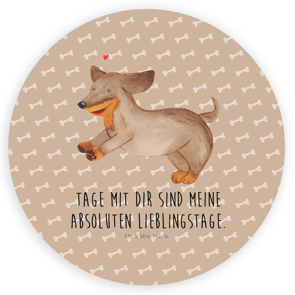 Rund Aufkleber Hund Dackel fröhlich Sticker, Aufkleber, Etikett, Hund, Hundemotiv, Haustier, Hunderasse, Tierliebhaber, Hundebesitzer, Sprüche, Hunde, Dackel, Dachshund, happy dog