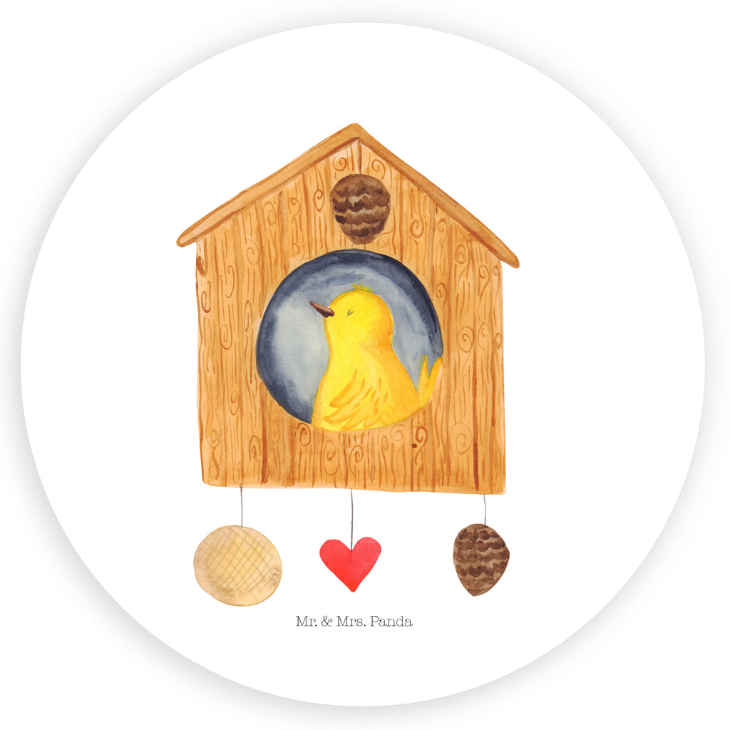 Rund Aufkleber Vogelhaus sweet Home Sticker, Aufkleber, Etikett, Tiermotive, Gute Laune, lustige Sprüche, Tiere, Vogelhaus, Vogel, Home sweet Home, Einzug, Umzug, Geschenk, Einzugsgeschenk, Hausbau, Haus