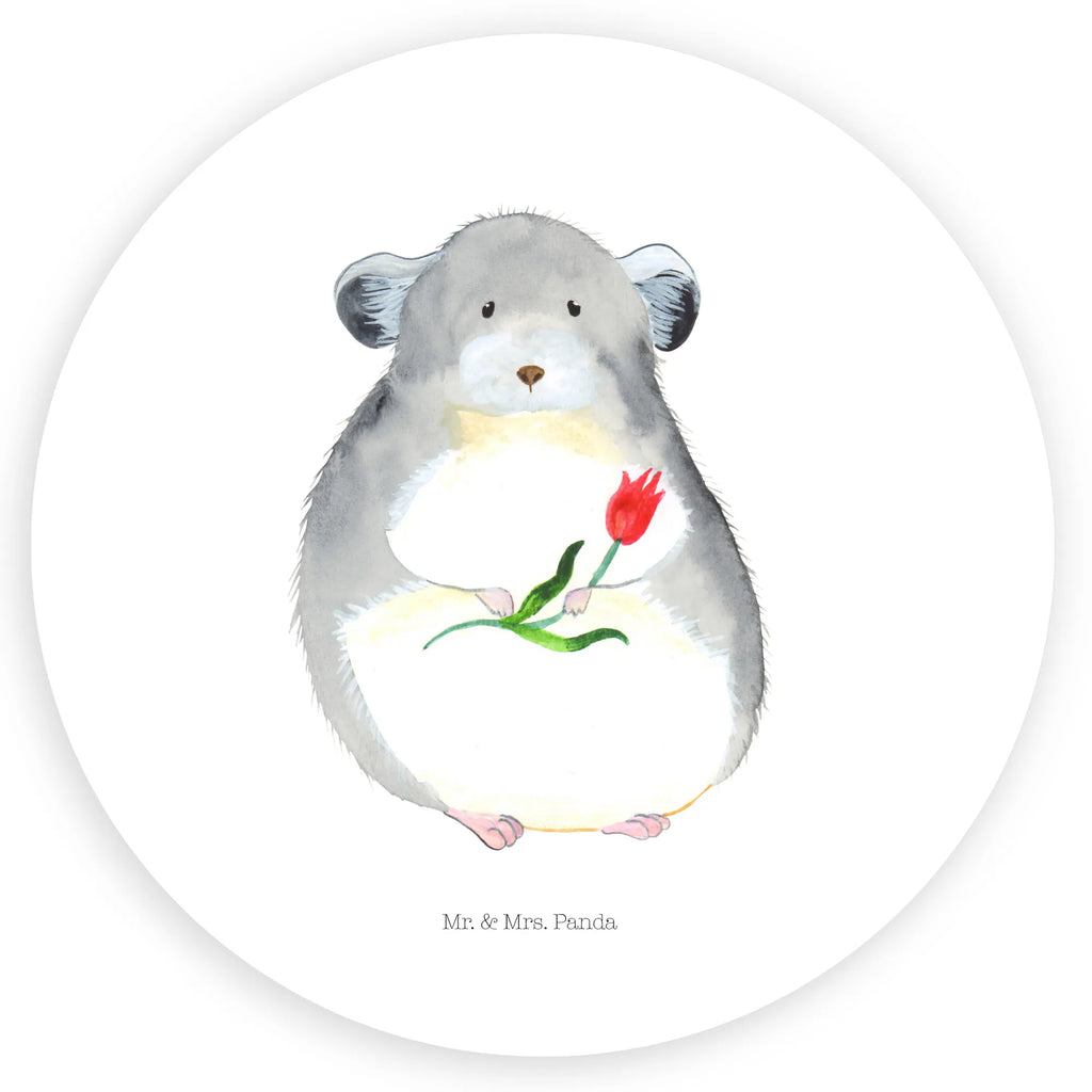 Rund Aufkleber Chinchilla mit Blume Sticker, Aufkleber, Etikett, Tiermotive, Gute Laune, lustige Sprüche, Tiere, Chinchilla, Chinchillas, Liebeskummer, Kummer, Depressionen, traurig sein, Chaos, Glücklichsein, Büro, Büroalltag