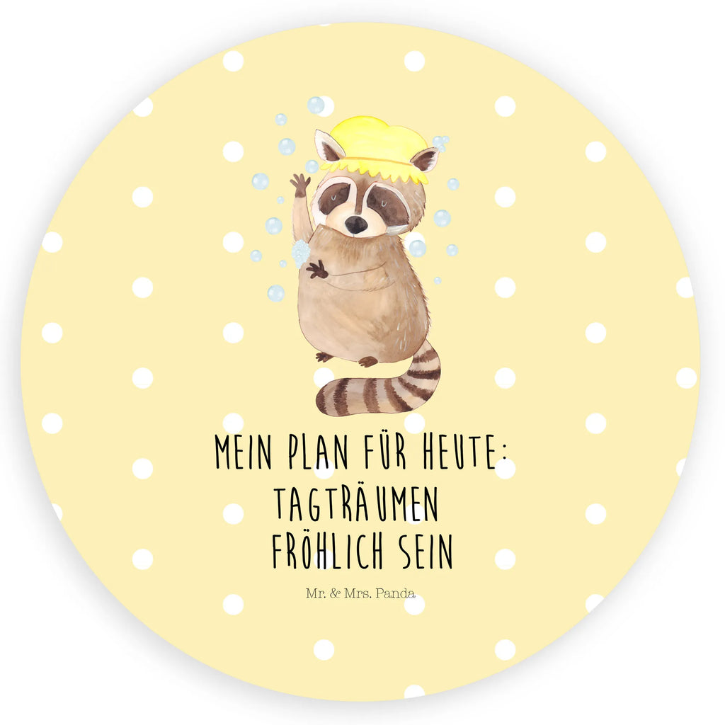 Rund Aufkleber Waschbär Sticker, Aufkleber, Etikett, Tiermotive, Gute Laune, lustige Sprüche, Tiere, Waschbär, Tagträumen, Plan, Fröhlich, waschen, Seifenblasen