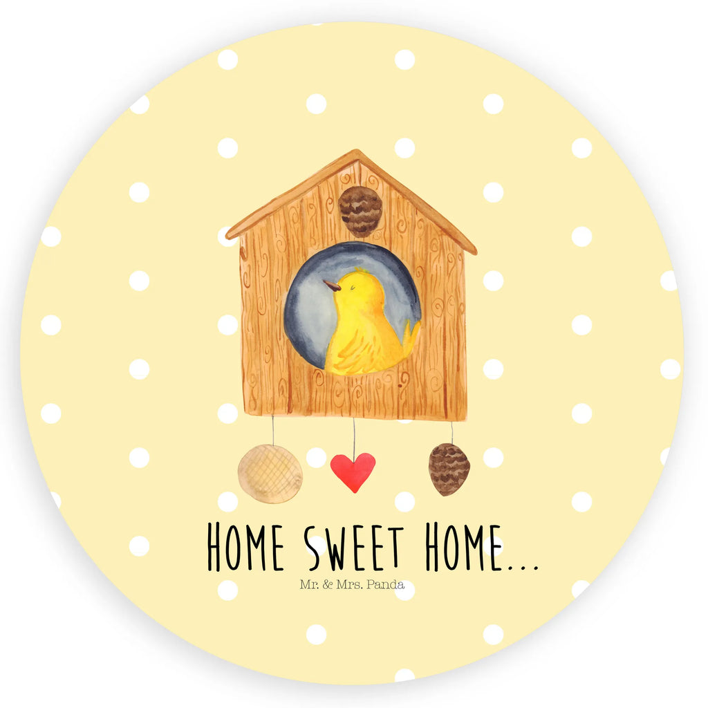 Rund Aufkleber Vogelhaus sweet Home Sticker, Aufkleber, Etikett, Tiermotive, Gute Laune, lustige Sprüche, Tiere, Vogelhaus, Vogel, Home sweet Home, Einzug, Umzug, Geschenk, Einzugsgeschenk, Hausbau, Haus