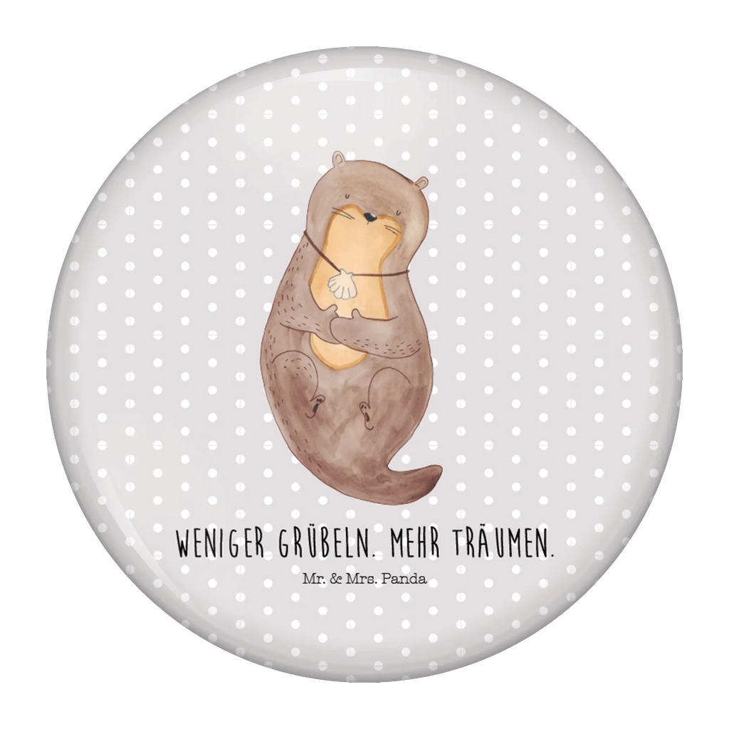 Button Otter mit Muschelmedaillon 50mm Button, Button, Pin, Anstecknadel, Otter, Fischotter, Seeotter, Otterliebe, grübeln, träumen, Motivation, Tagträumen, Büro