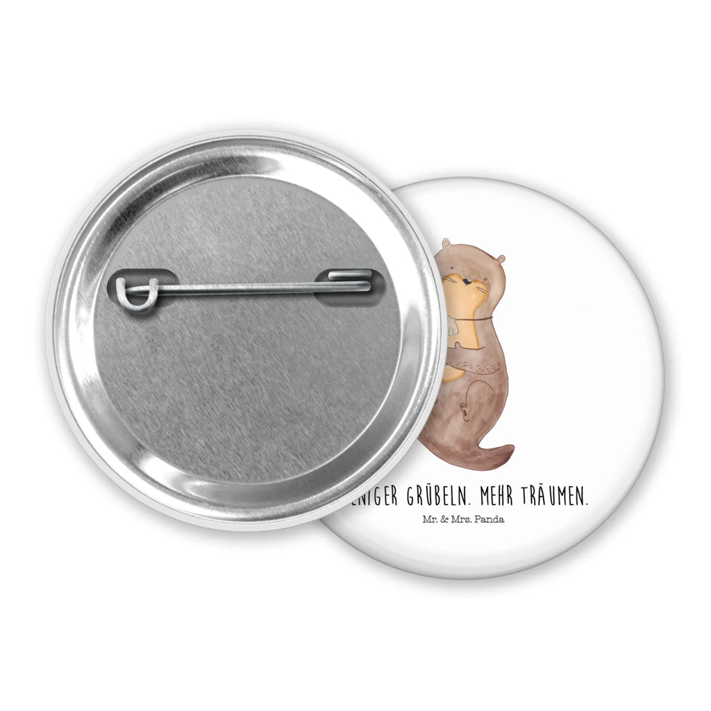 Button Otter mit Muschelmedaillon 50mm Button, Button, Pin, Anstecknadel, Otter, Fischotter, Seeotter, Otterliebe, grübeln, träumen, Motivation, Tagträumen, Büro