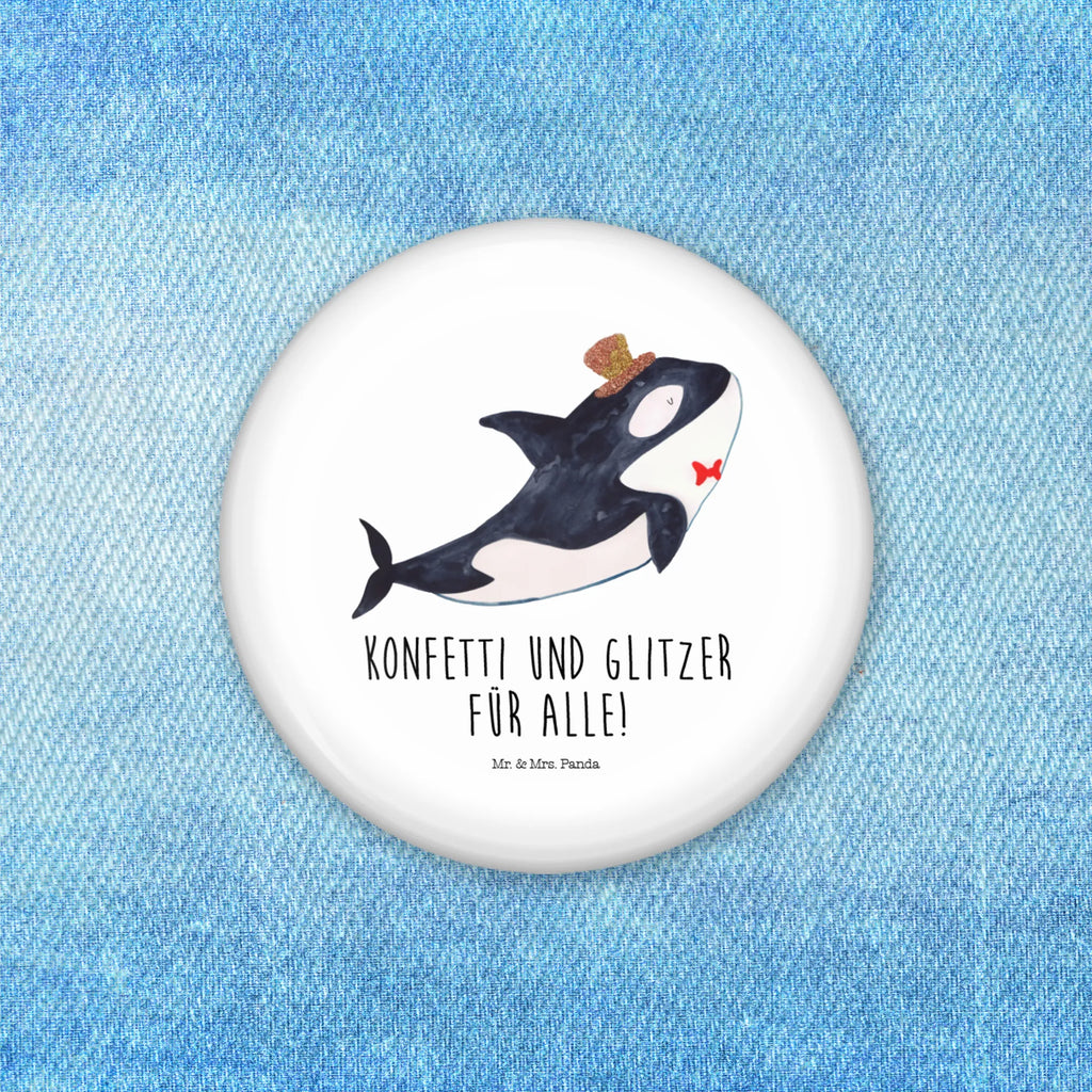 Button Orca Zylinder 50mm Button, Button, Pin, Anstecknadel, Meerestiere, Meer, Urlaub, Narwal, Glitter, Konfetti, Glitzer, Geburtstag, Feier, Fete, Fest, Glückwunsch, Orca