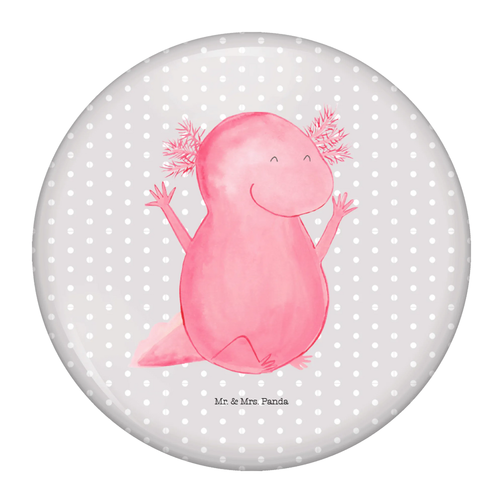 Button Axolotl Hurra 50mm Button, Button, Pin, Anstecknadel, Axolotl, Molch, Axolot, Schwanzlurch, Lurch, Lurche, fröhlich, Spaß, Freude, Motivation, Zufriedenheit