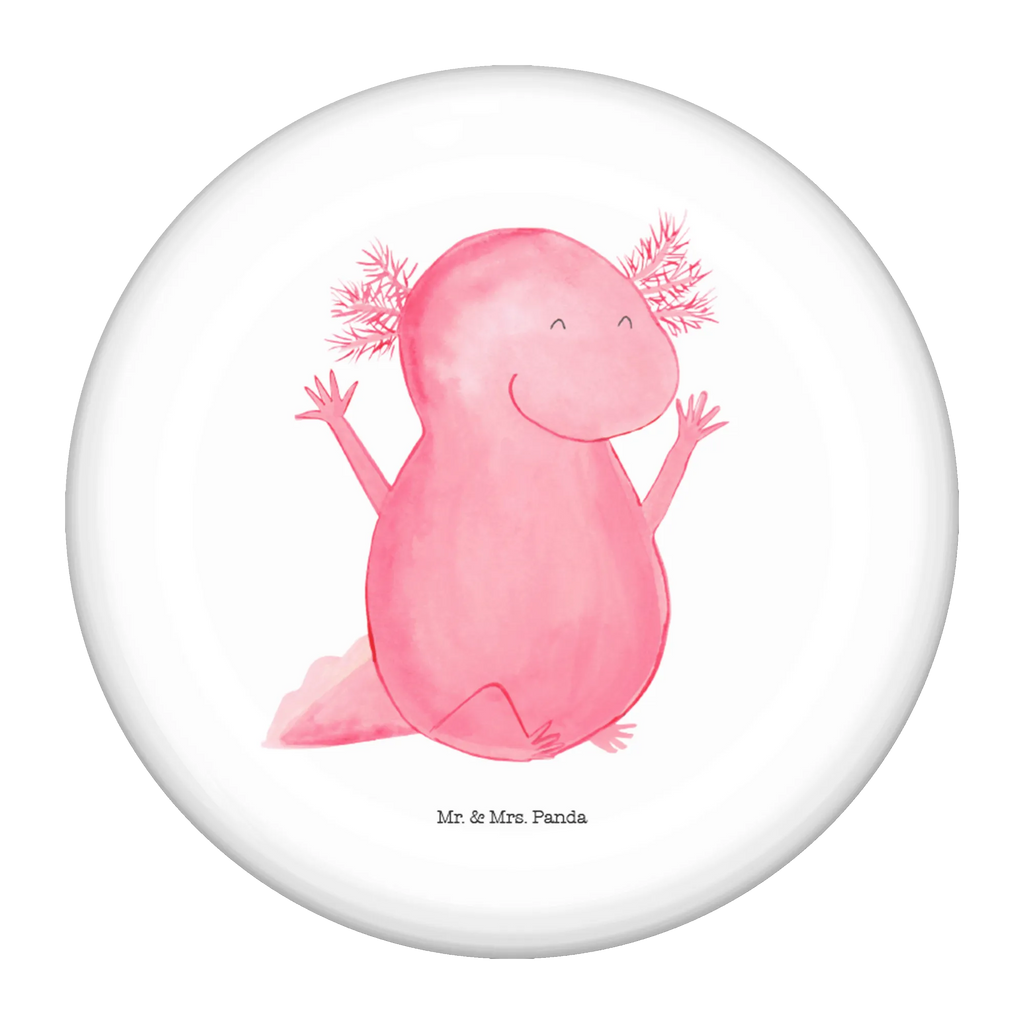 Button Axolotl Hurra 50mm Button, Button, Pin, Anstecknadel, Axolotl, Molch, Axolot, Schwanzlurch, Lurch, Lurche, fröhlich, Spaß, Freude, Motivation, Zufriedenheit