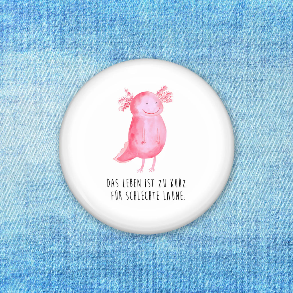 Button Axolotl glücklich 50mm Button, Button, Pin, Anstecknadel, Axolotl, Molch, Axolot, Schwanzlurch, Lurch, Lurche, Motivation, gute Laune