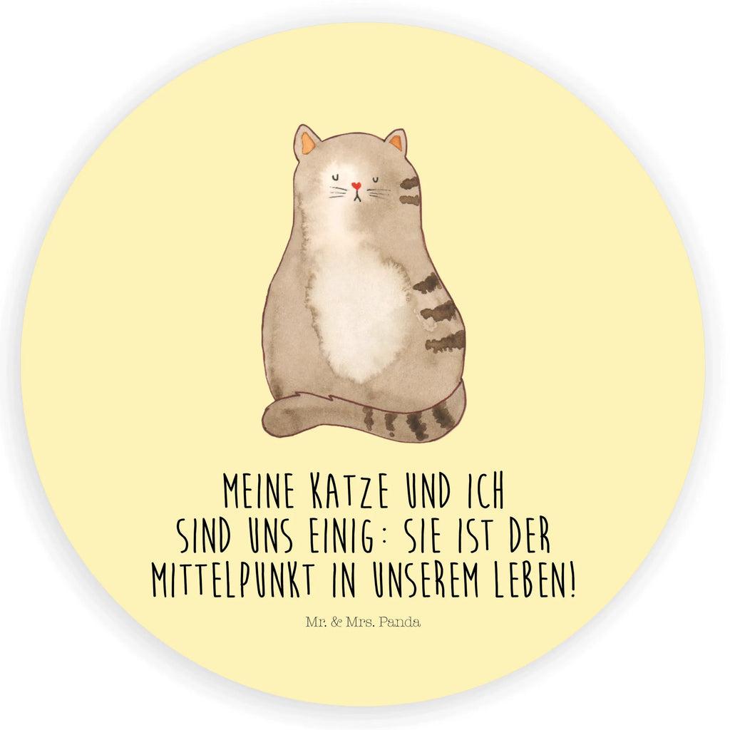 Rund Aufkleber Katze sitzend Sticker, Aufkleber, Etikett, Katze, Katzenmotiv, Katzenfan, Katzendeko, Katzenfreund, Katzenliebhaber, Katzenprodukte, Katzenartikel, Katzenaccessoires, Katzensouvenirs, Katzenliebhaberprodukte, Katzenmotive, Katzen, Kater, Mietze, Cat, Cats, Katzenhalter, Katzenbesitzerin, Haustier, Katzenliebe, Lebensinhalt, Liebe, Mittelpunkt, Familie