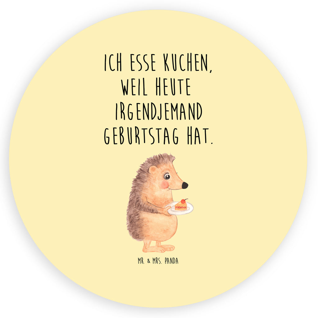 Rund Aufkleber Igel mit Kuchenstück Sticker, Aufkleber, Etikett, Tiermotive, Gute Laune, lustige Sprüche, Tiere, Igel, Essen Spruch, Kuchen, Backen Geschenk, Kuchen backen, Einladung Party, Geburtstagskuchen, Torte