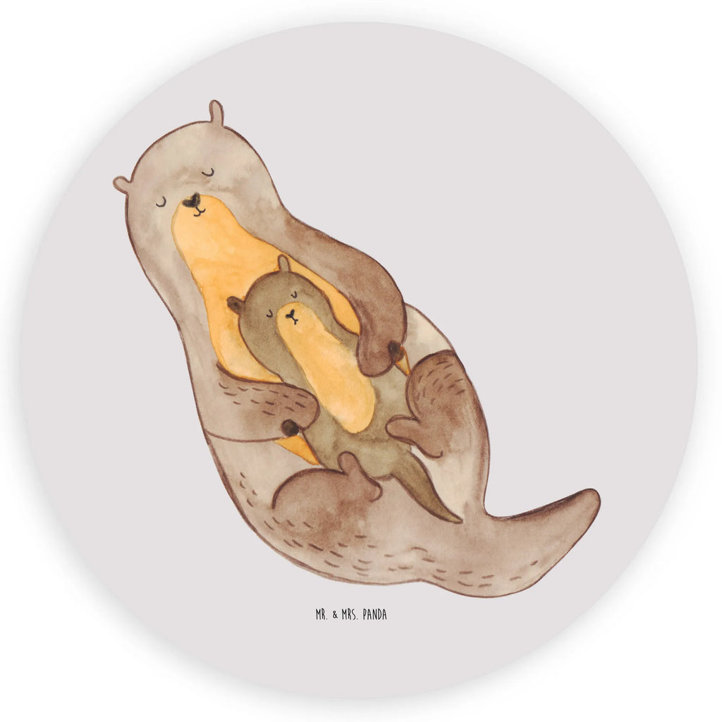 Rund Aufkleber Otter mit Kind Sticker, Aufkleber, Etikett, Otter, Fischotter, Seeotter, Otter Seeotter See Otter