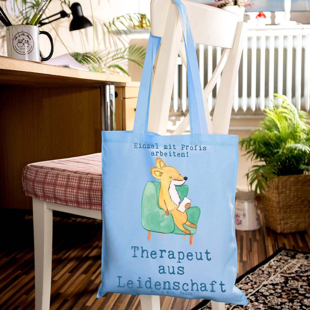 Tragetasche Therapeut aus Leidenschaft Beuteltasche, Beutel, Einkaufstasche, Jutebeutel, Stoffbeutel, Tasche, Shopper, Umhängetasche, Strandtasche, Schultertasche, Stofftasche, Tragetasche, Badetasche, Jutetasche, Einkaufstüte, Laptoptasche, Beruf, Ausbildung, Jubiläum, Abschied, Rente, Kollege, Kollegin, Geschenk, Schenken, Arbeitskollege, Mitarbeiter, Firma, Danke, Dankeschön