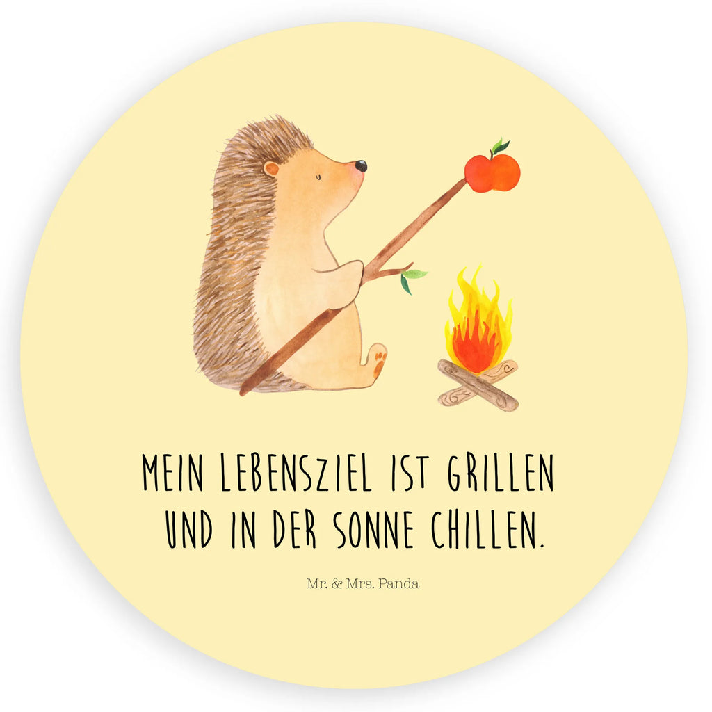 Rund Aufkleber Igel grillt Sticker, Aufkleber, Etikett, Tiermotive, Gute Laune, lustige Sprüche, Tiere, Igel, Grillen, Ziele, Motivation, arbeitslos, Sinn des Lebens, Spruch