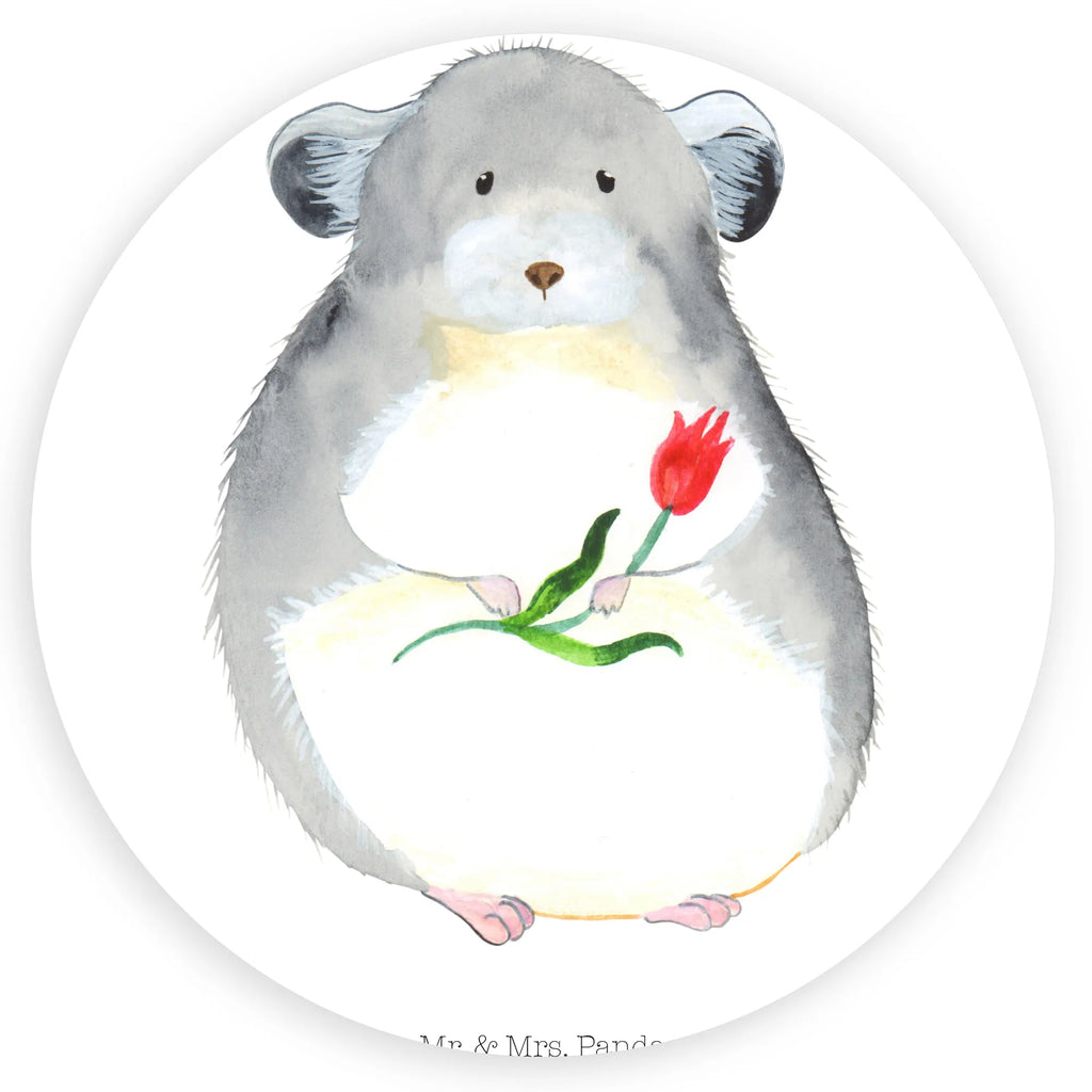 Rund Aufkleber Chinchilla mit Blume Sticker, Aufkleber, Etikett, Tiermotive, Gute Laune, lustige Sprüche, Tiere, Chinchilla, Chinchillas, Liebeskummer, Kummer, Depressionen, traurig sein, Chaos, Glücklichsein, Büro, Büroalltag